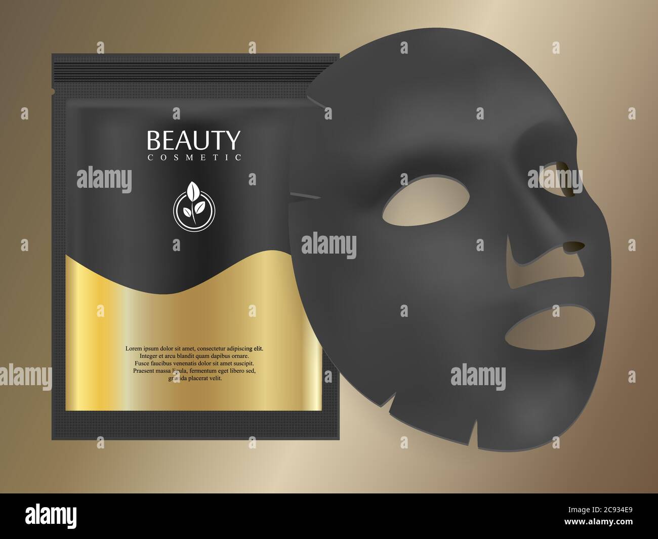 Black charcoal facial mask sheet with individual collagen sachet on