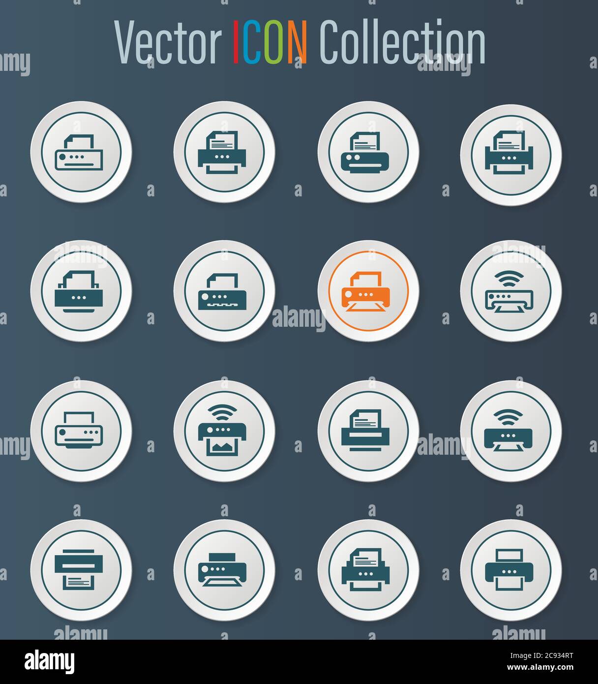 Print icons set Stock Vector