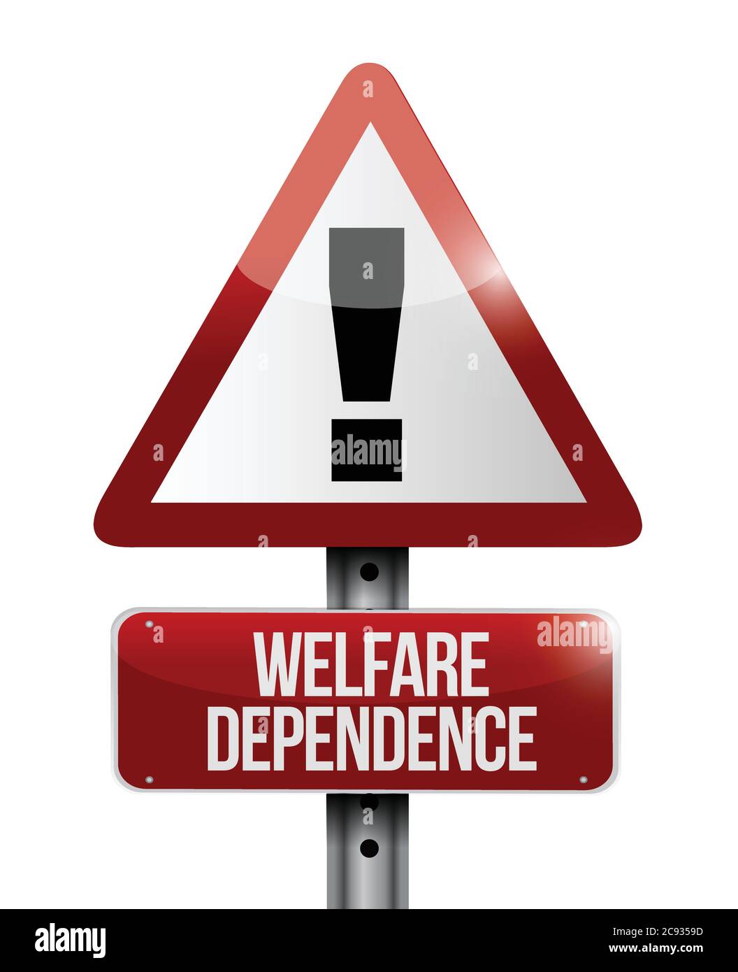 Welfare dependency road sign illustration design over a white ...