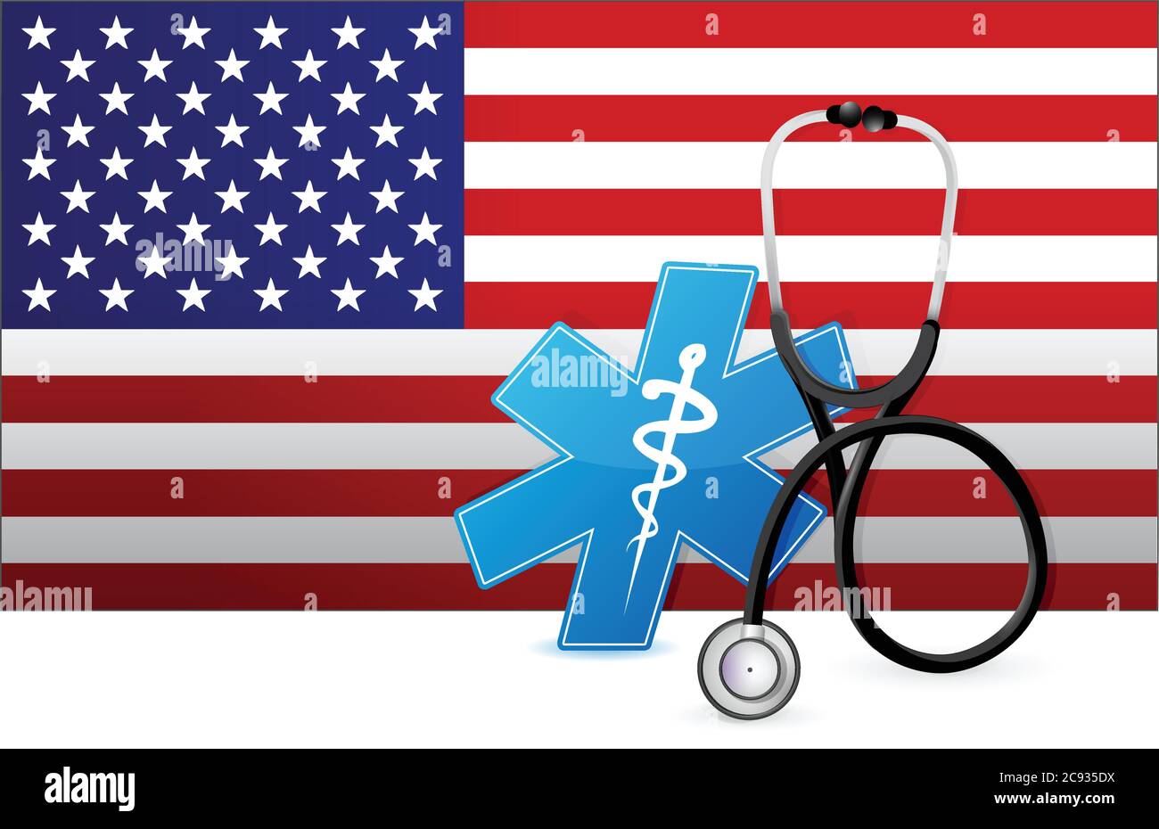 American medicine concept illustration design over a flag background Stock Vector