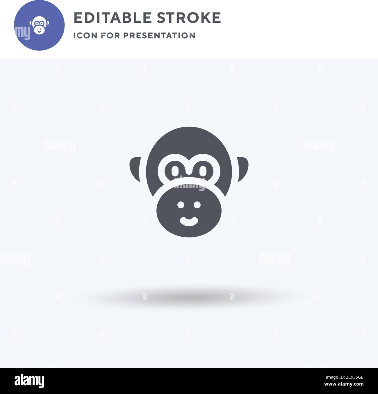 Squirrel Monkey icon vector, filled flat sign, solid pictogram isolated on white, logo illustration. Squirrel Monkey icon for presentation. Stock Vector