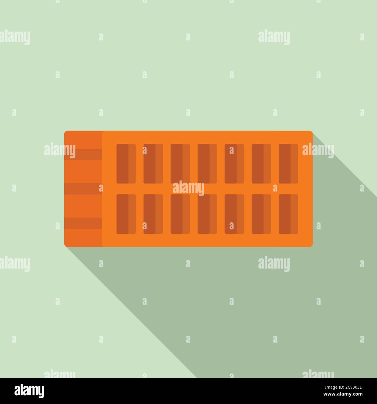 Red construction brick icon. Flat illustration of red construction ...
