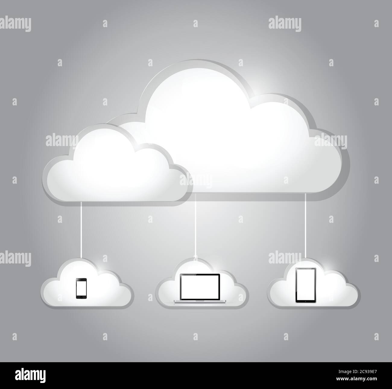 Cloud computing electronics connection illustration design over a grey background Stock Vector