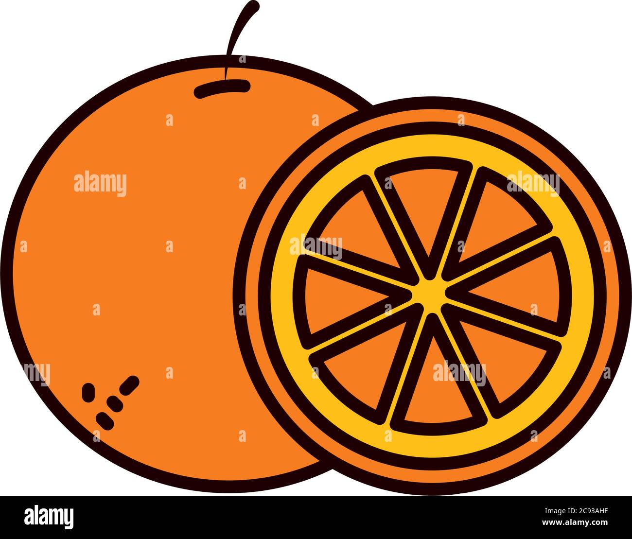 oranges line and fill style icon design, Fruit healthy organic food ...