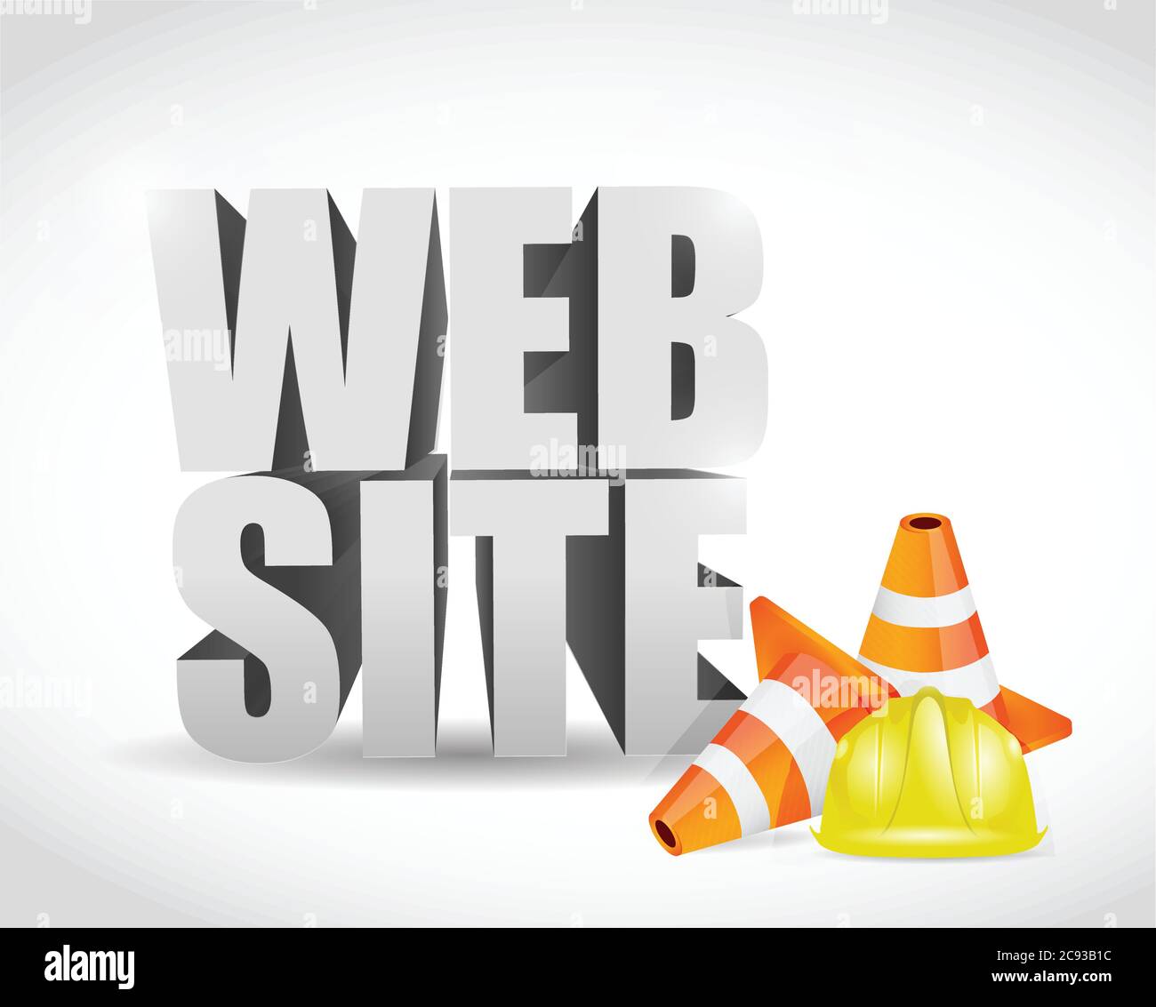 Website under construction 3d text banner sign illustration design over white Stock Vector