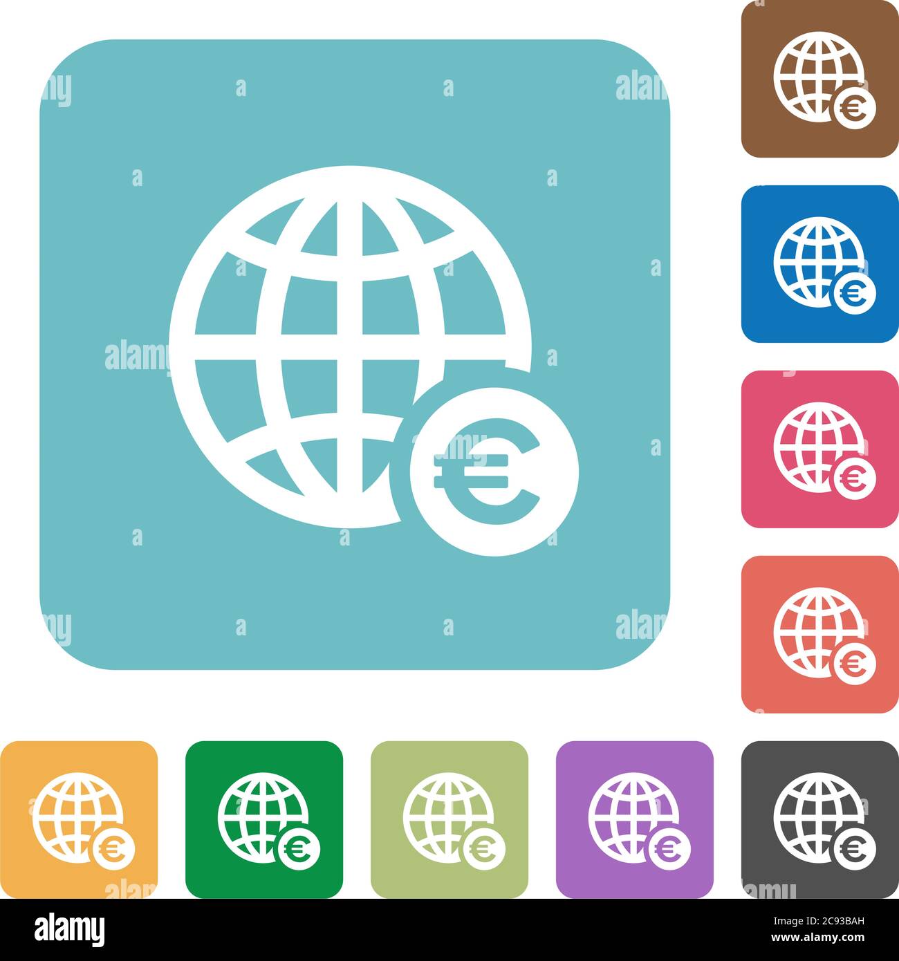 Online Euro payment white flat icons on color rounded square ...