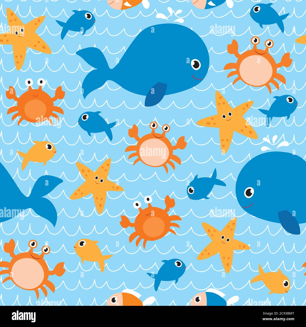 Seamless pattern of sea animals. It can be used for wallpapers, wrapping,  cards, patterns for clothes and other Stock Photo - Alamy