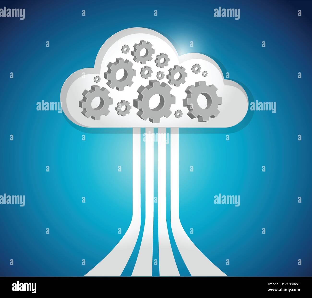 Industrial cloud computing connections illustration design over a blue background Stock Vector
