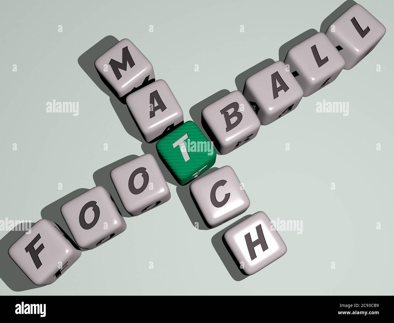 football match combined by dice letters and color crossing for the