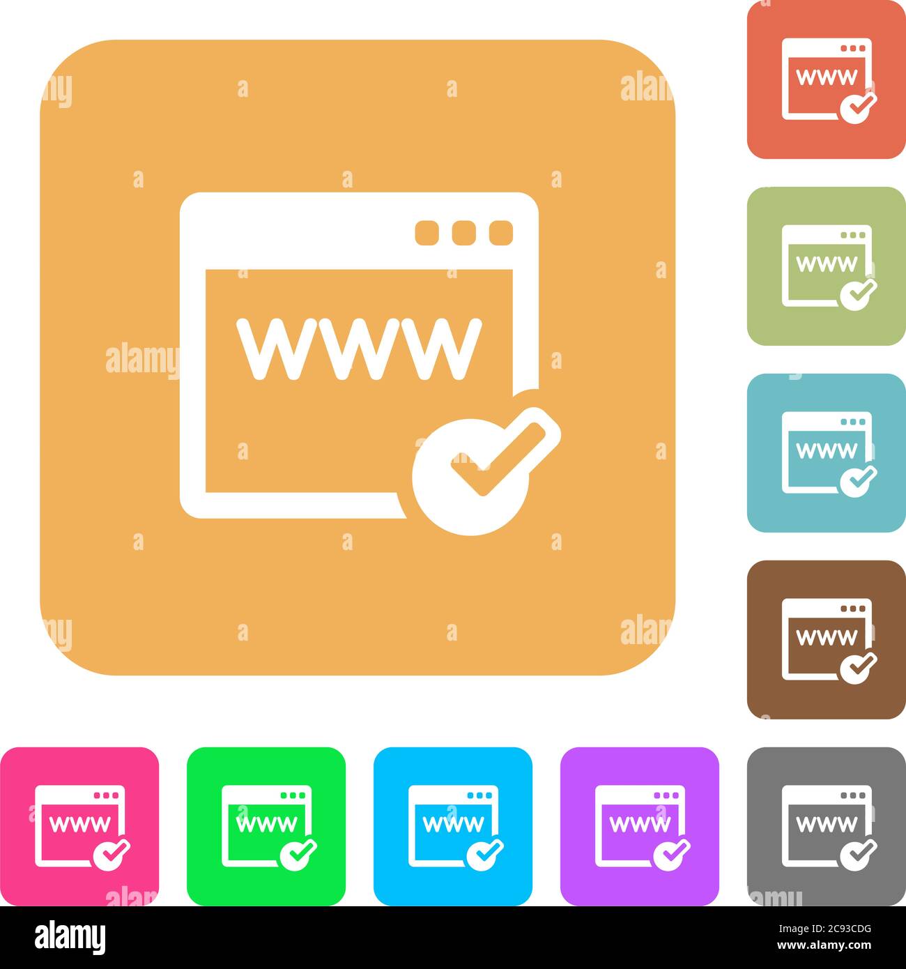 Domain registration flat icons on rounded square vivid color ...