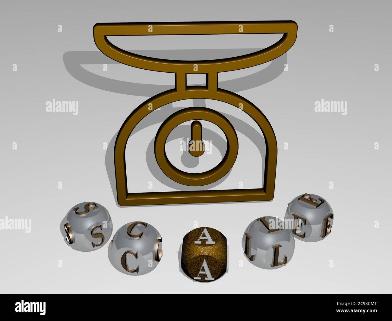 3D illustration of scale graphics and text around the icon made by ...