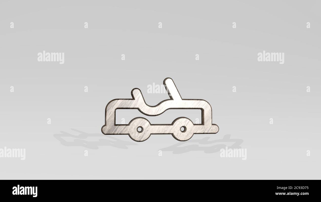 adventure car atv casting shadow with two lights. 3D illustration of ...