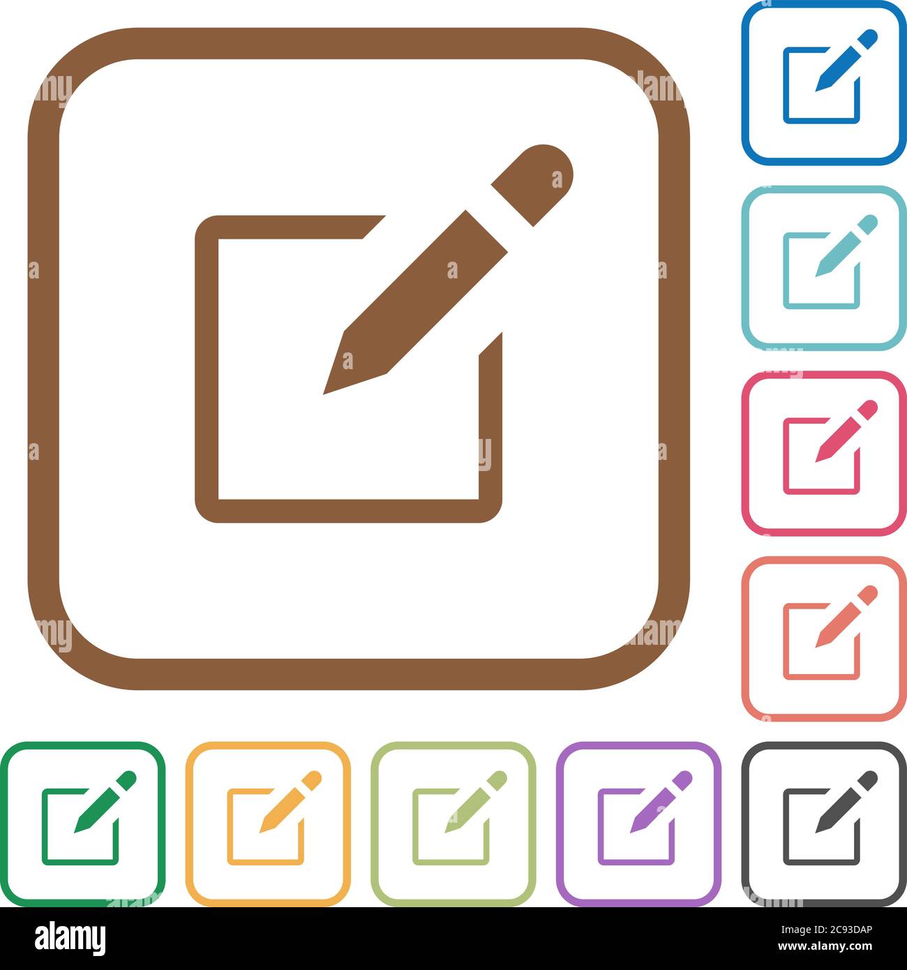 Editbox with pencil simple icons in color rounded square frames on ...