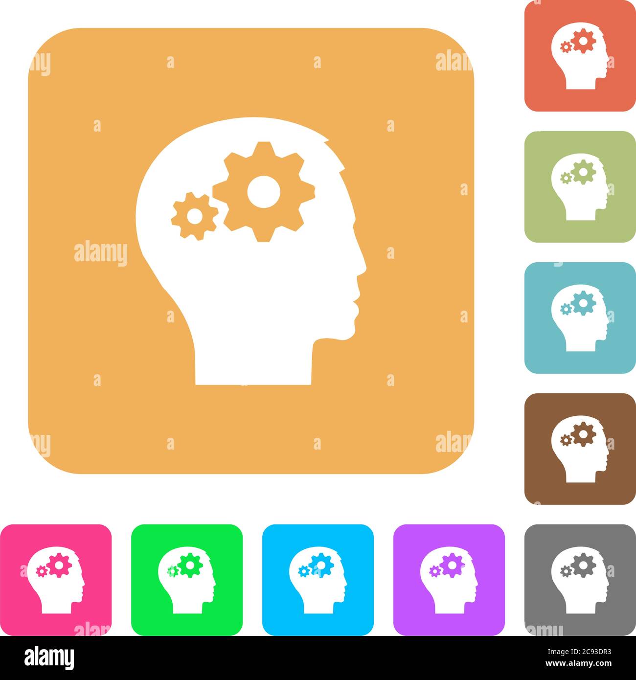 User settings flat icons on rounded square vivid color backgrounds ...