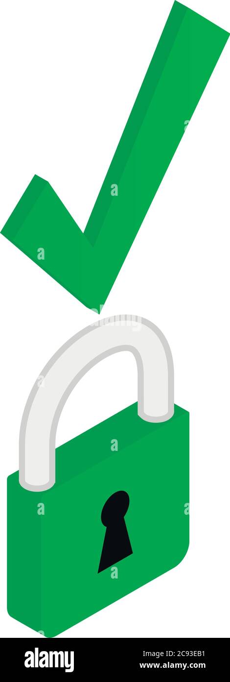 Padlock seo icon, isometric style Stock Vector
