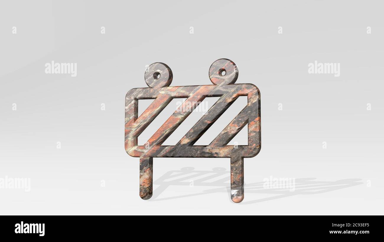 construction sign casting shadow with two lights. 3D illustration of ...