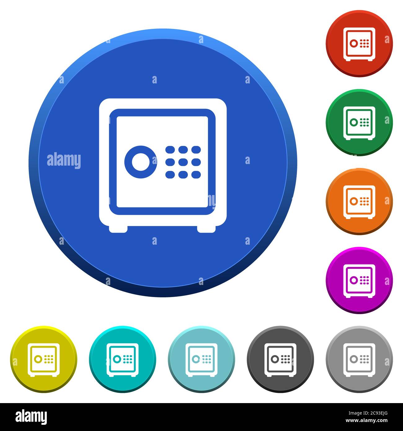 Strong box round color beveled buttons with smooth surfaces and flat ...