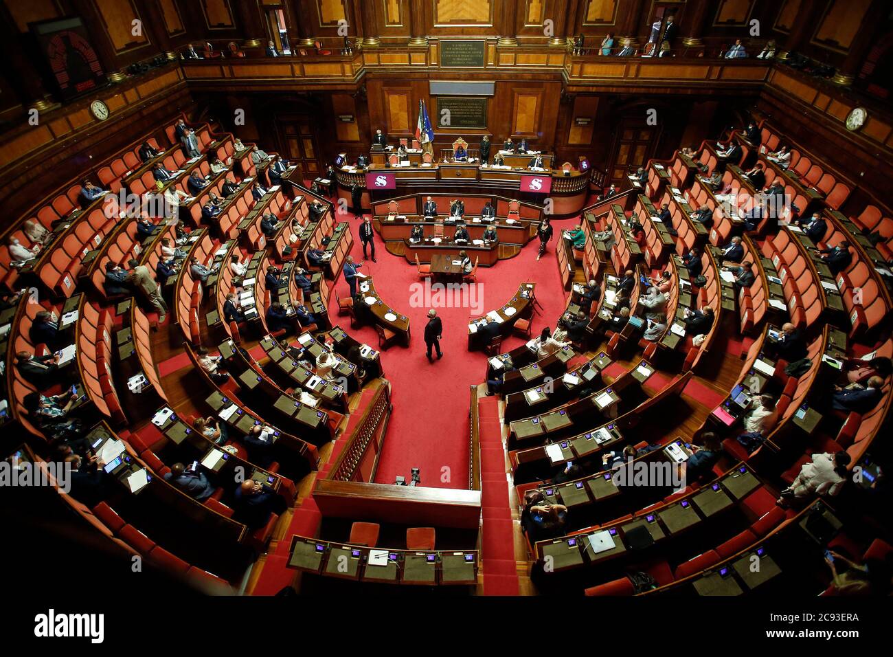 Italian Senate Rome Rome, Italy. 28th July, 2020. A general view from the press tribune ...