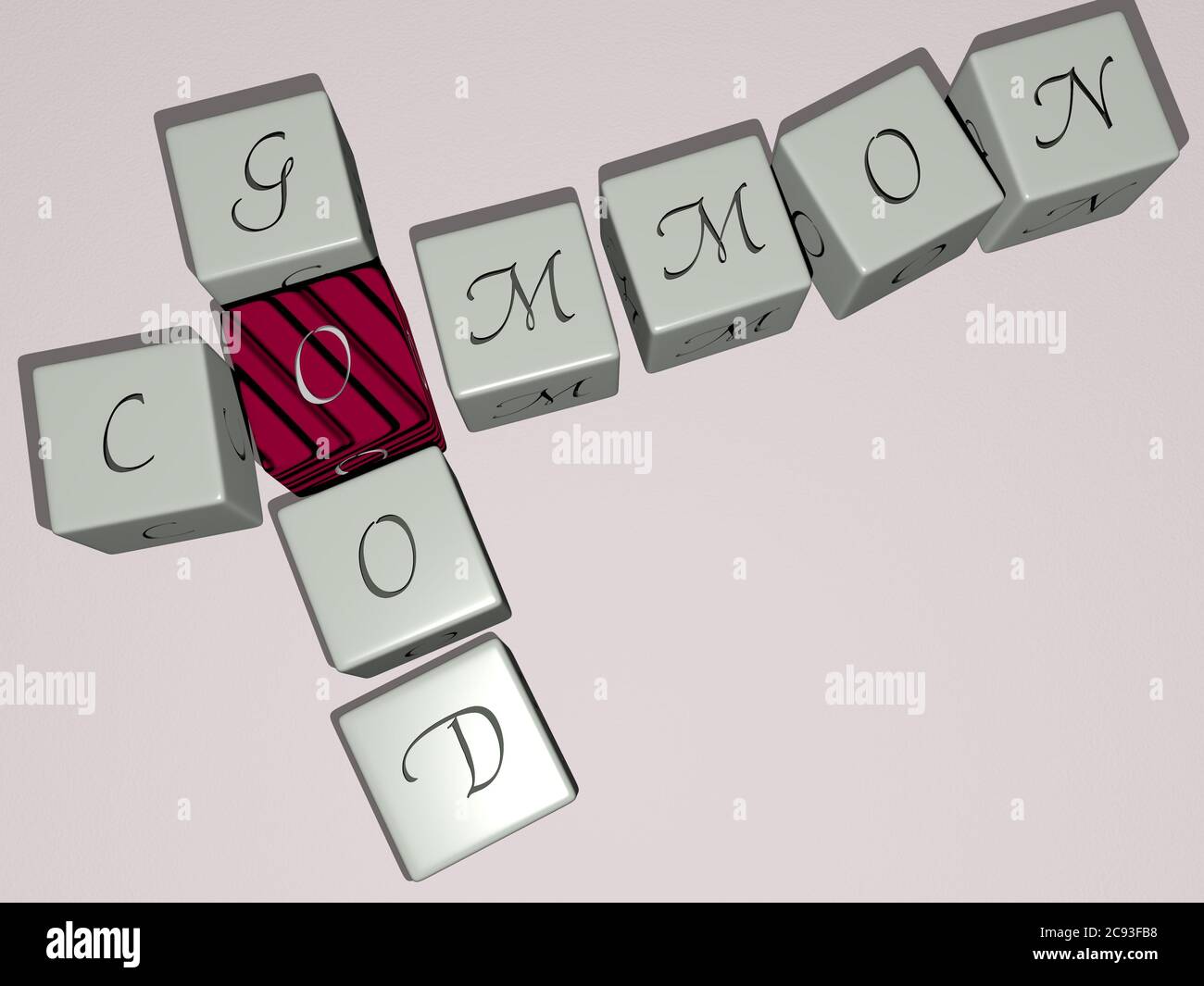 combination of COMMON GOOD built by cubic letters from the top ...