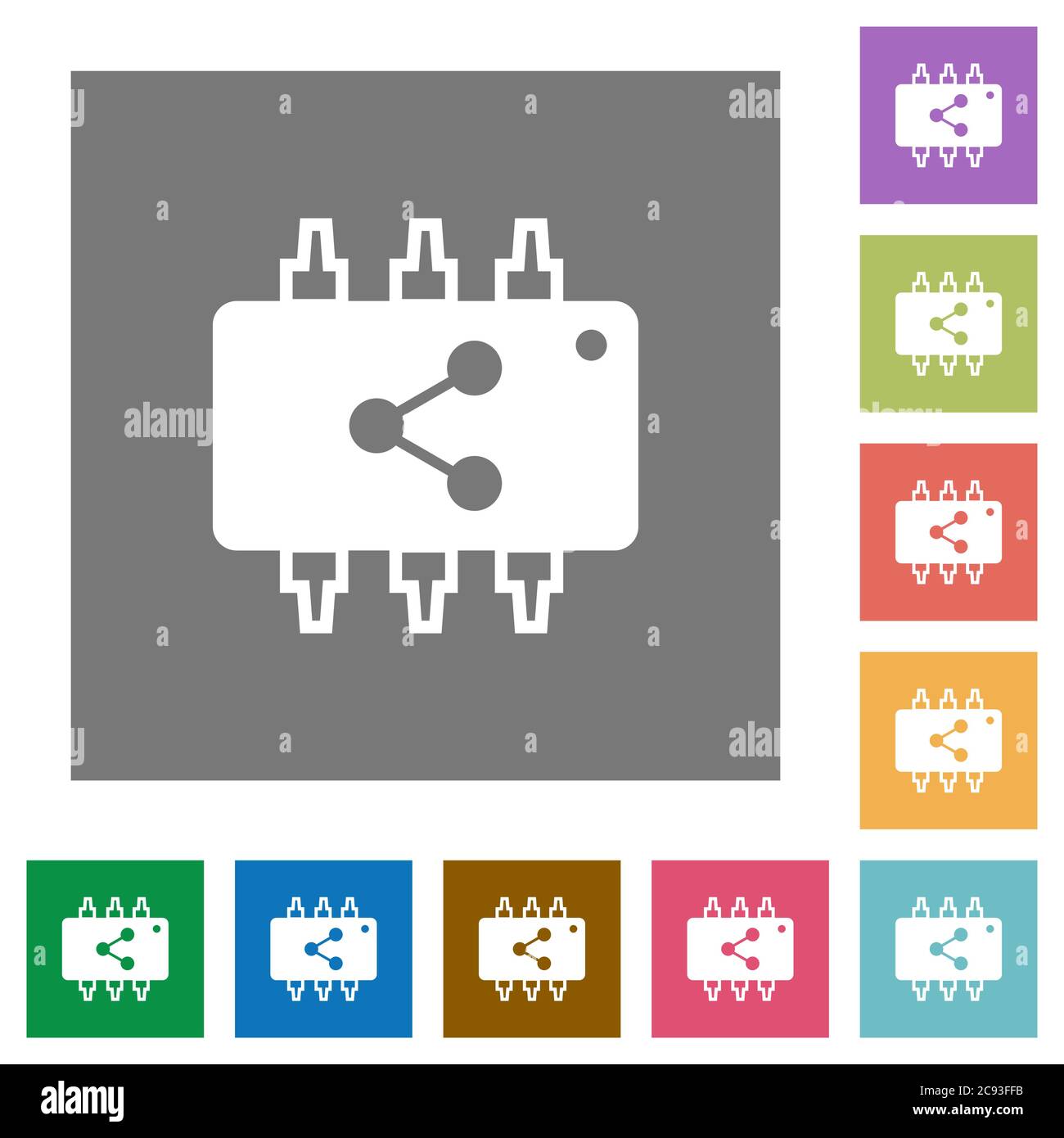 Connect hardware flat icons on simple color square backgrounds Stock Connect hardware flat icons on simple color square backgrounds Stock
