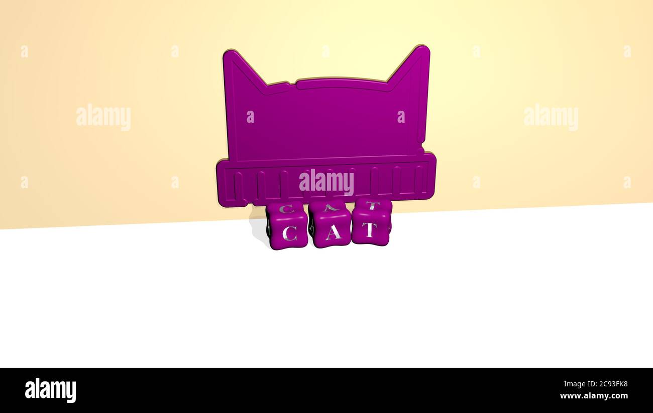 3D representation of cat with icon on the wall and text arranged by ...
