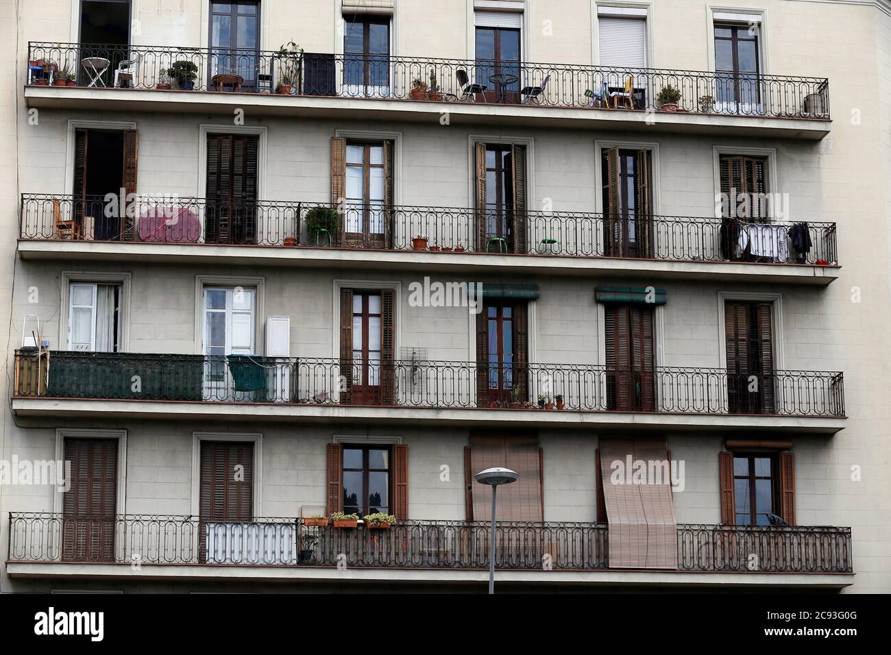 facade of an residential building in Barcelona, Cataluna, Spain Stock Photo