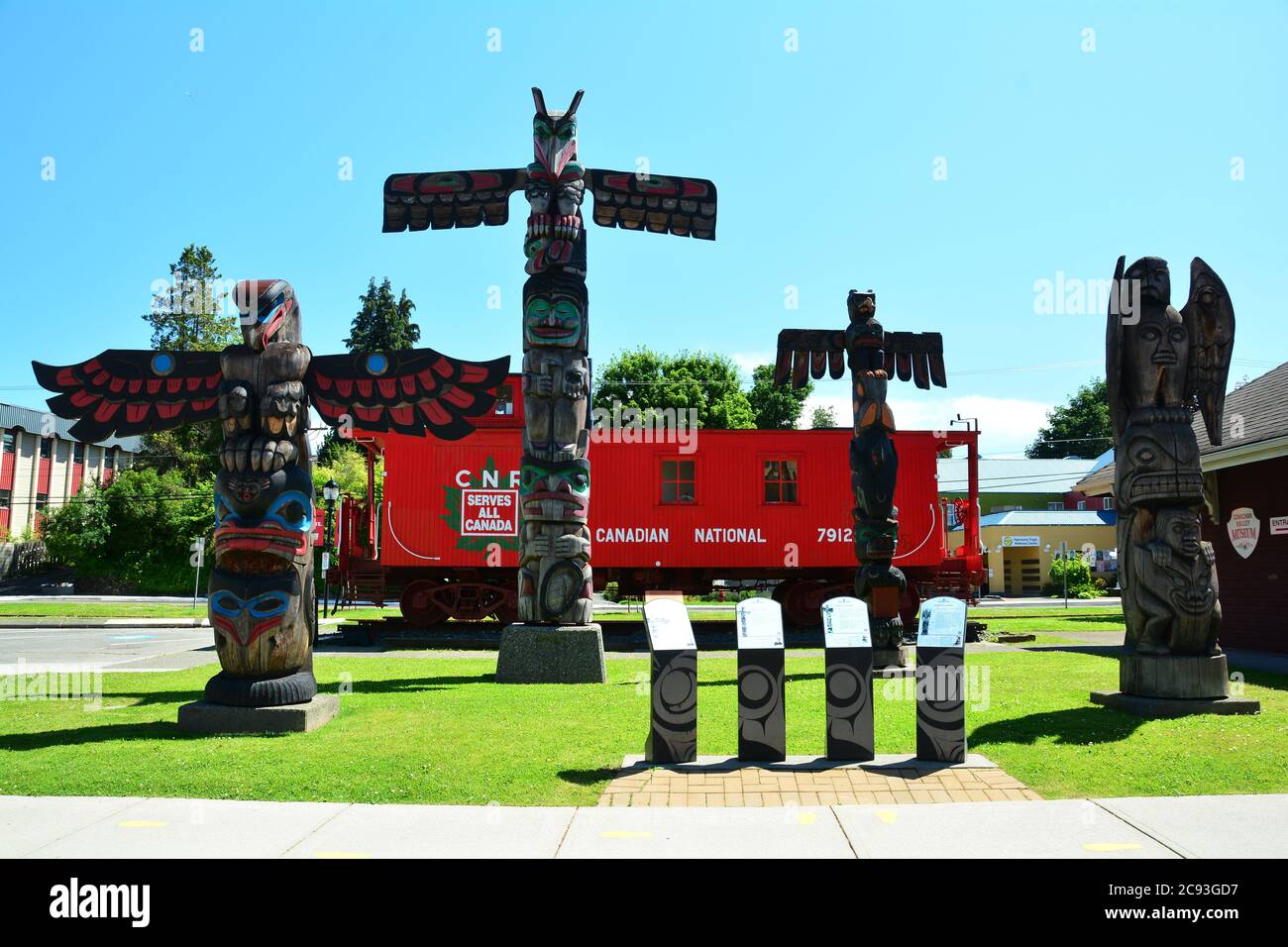 Totem poles of Duncan BC , Canada Stock Photo