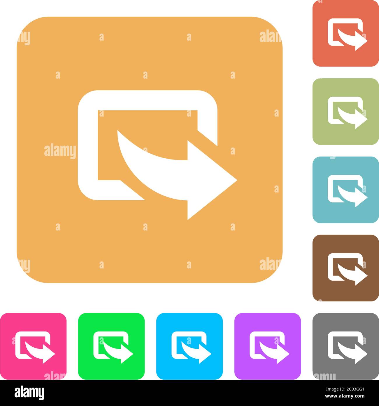 Export with bottom right arrow flat icons on rounded square vivid color ...