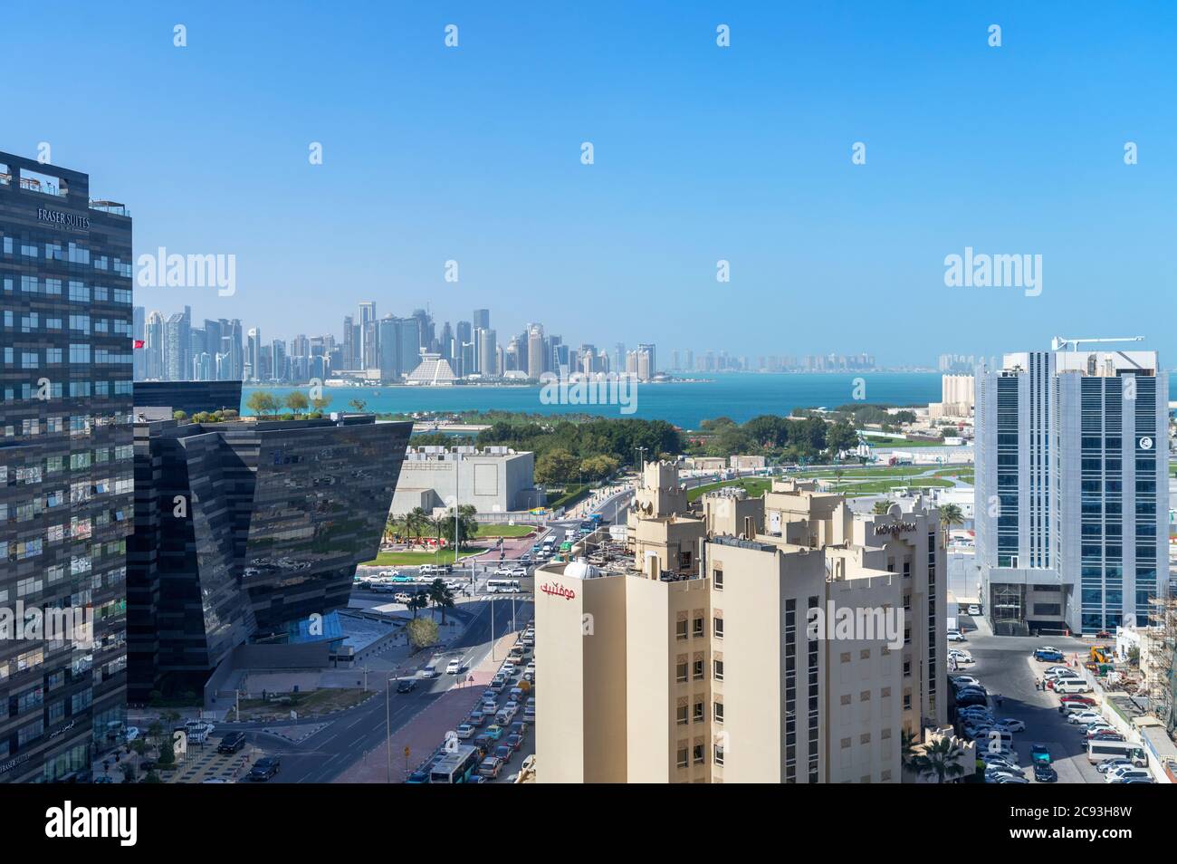 The skyline of the West Bay Central Business District from the DoubleTree by Hilton Hotel Doha