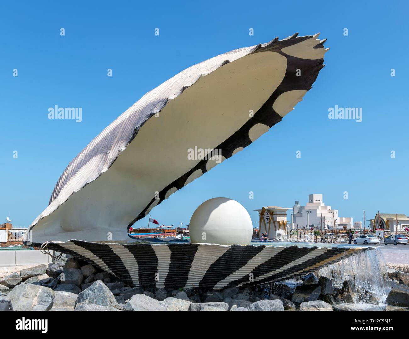 The Pearl Monument on the Corniche, Doha, Qatar, Middle East Stock Photo