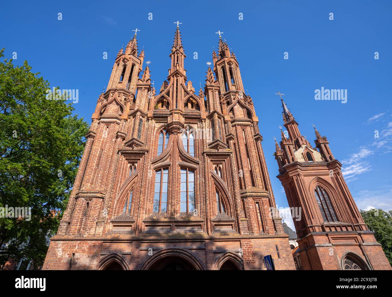 The stunning St. Anne's Church in Vilnius Old Town, Lithuania. A prominent example of both Flamboyant Gothic and Brick Gothic styles and A UNESCO Worl Stock Photo