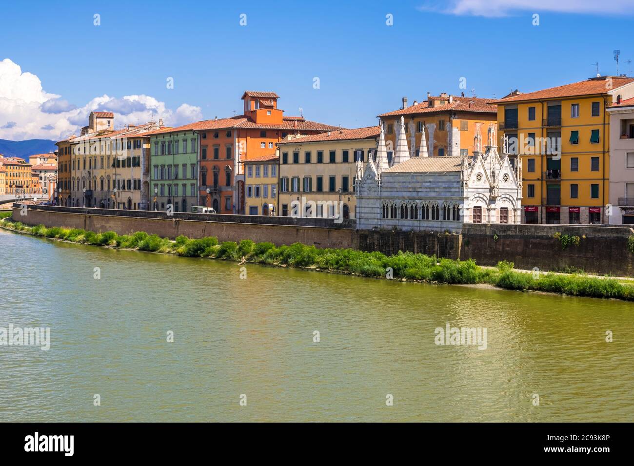 Pisa, Italy - August 14, 2019: Gothic church Santa Maria della Spina on the embankment of the Arno River in Pisa, region of Tuscany, Italy Stock Photo