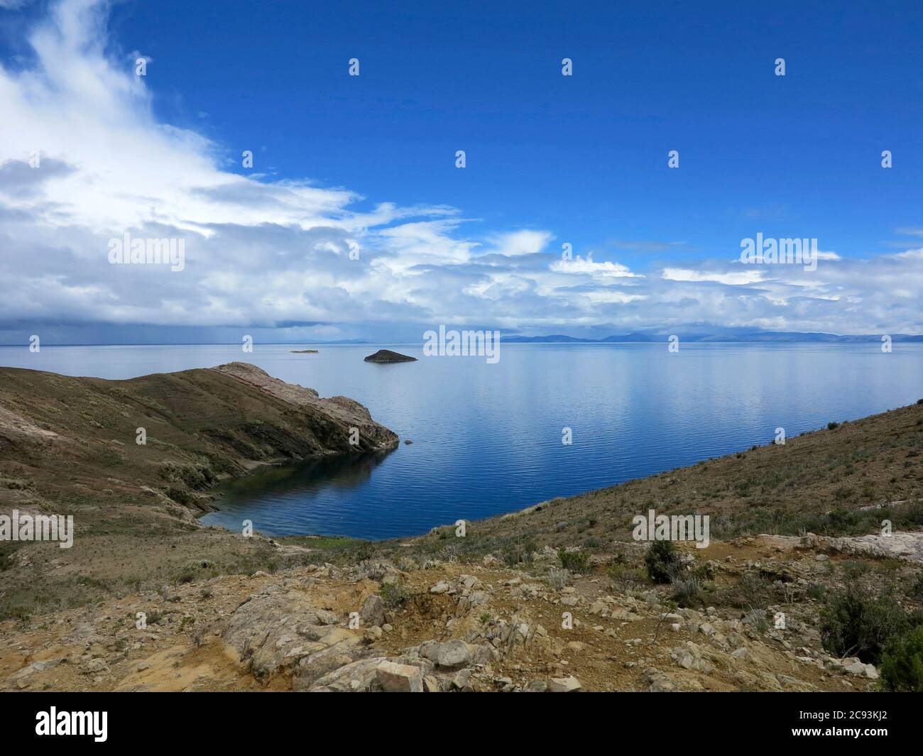 Lake Titicaca, straddling the border between Peru and Bolivia in the