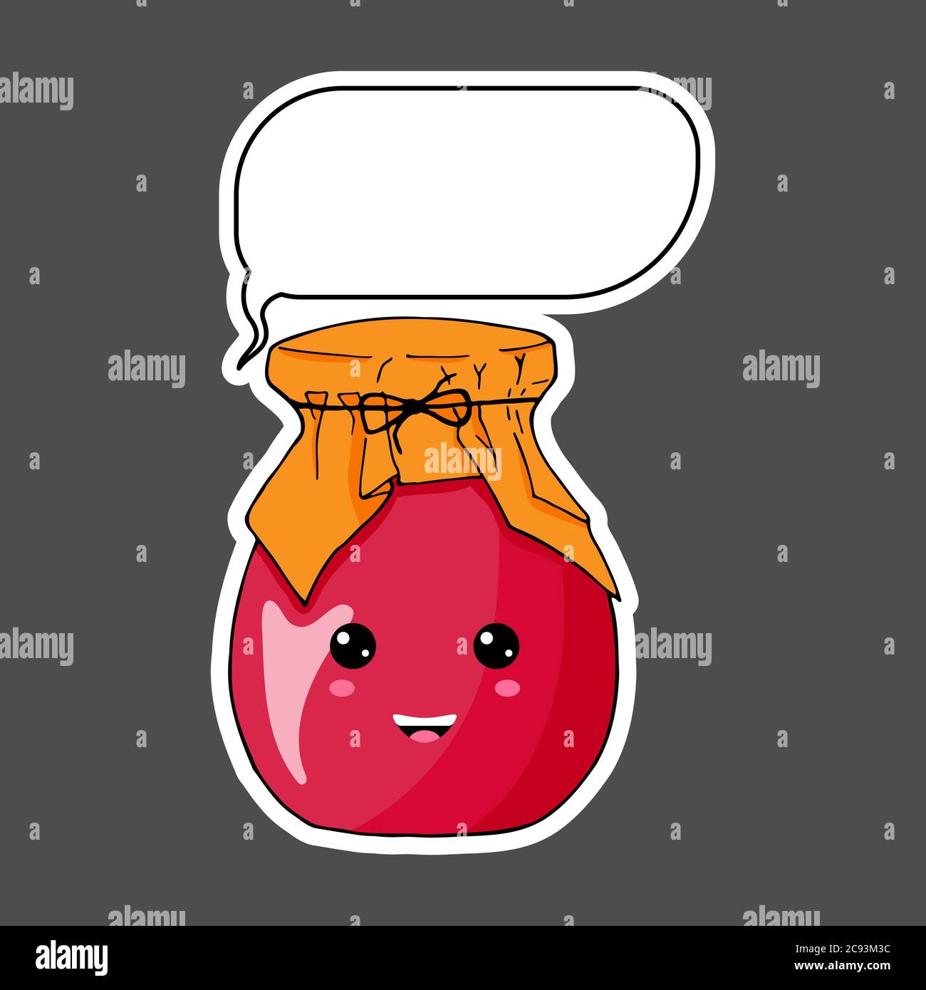 Kawaii sticker colorful cartoon jar with thought bubble. Vector