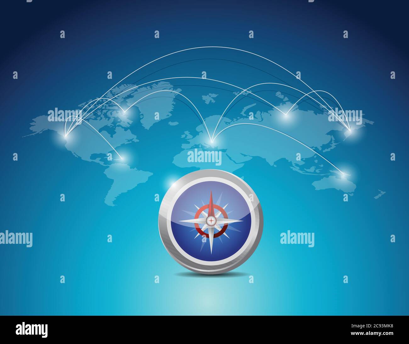 World map connection network illustration design over a blue background ...