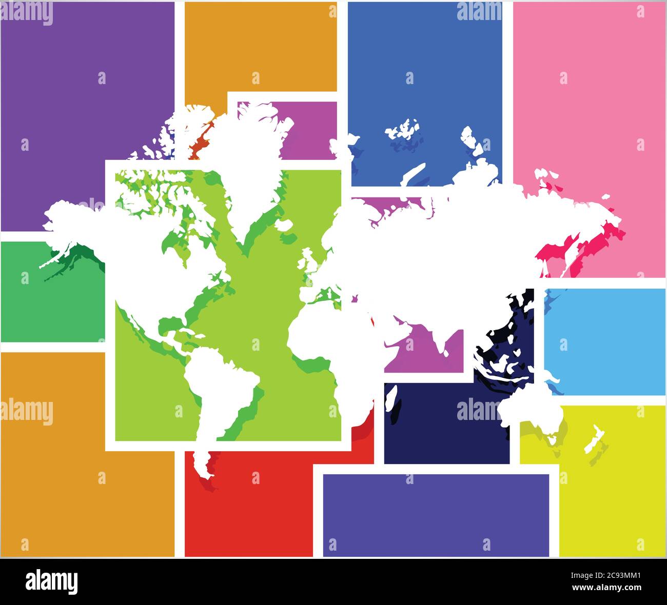World map illustration design over a colorful background Stock Vector ...