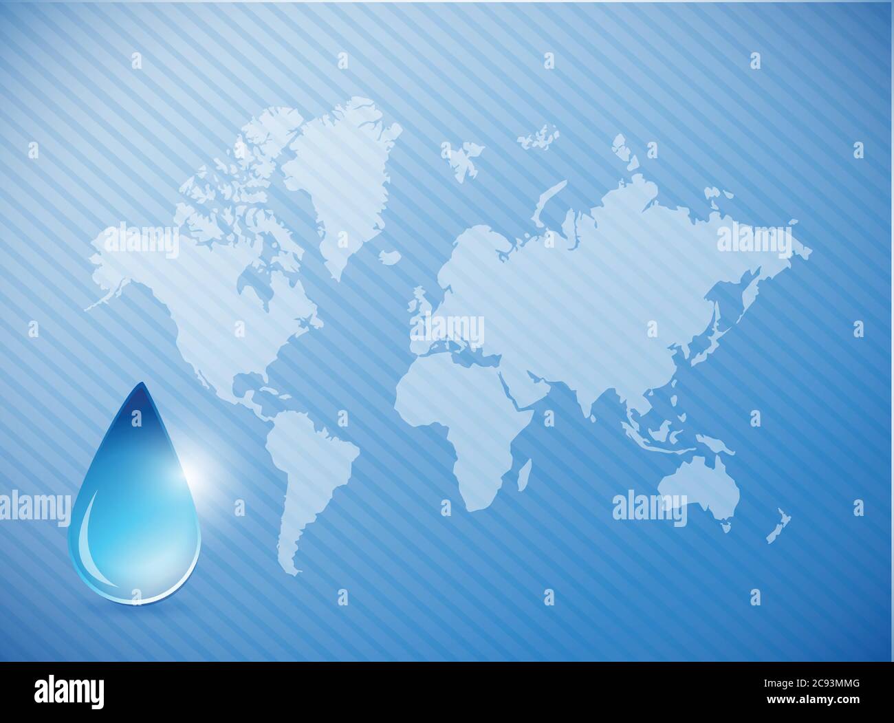 Water on earth concept illustration design over a world map background Stock Vector