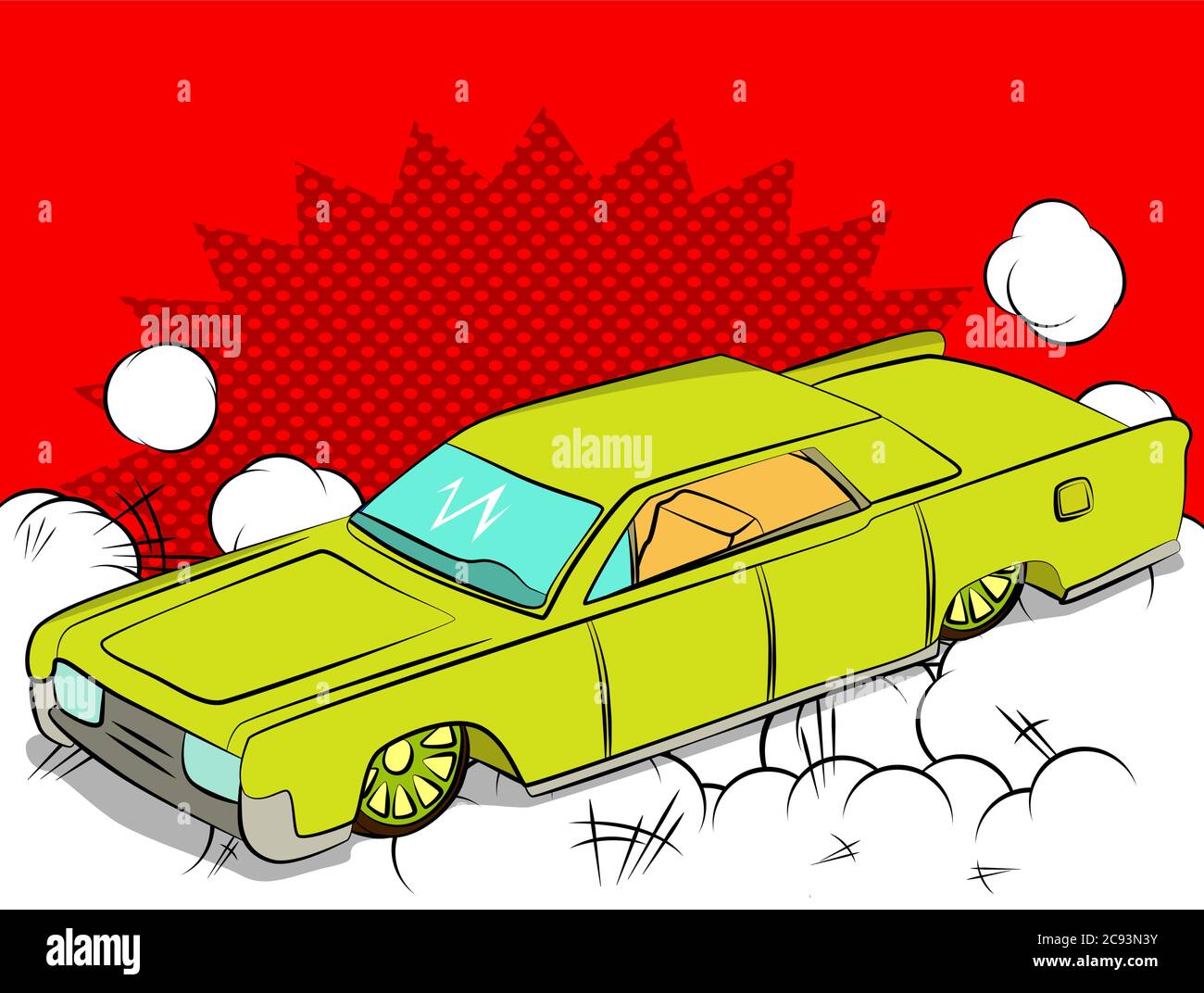 Comic book style, cartoon vector illustration of a retro American Luxury Car. Stock Vector