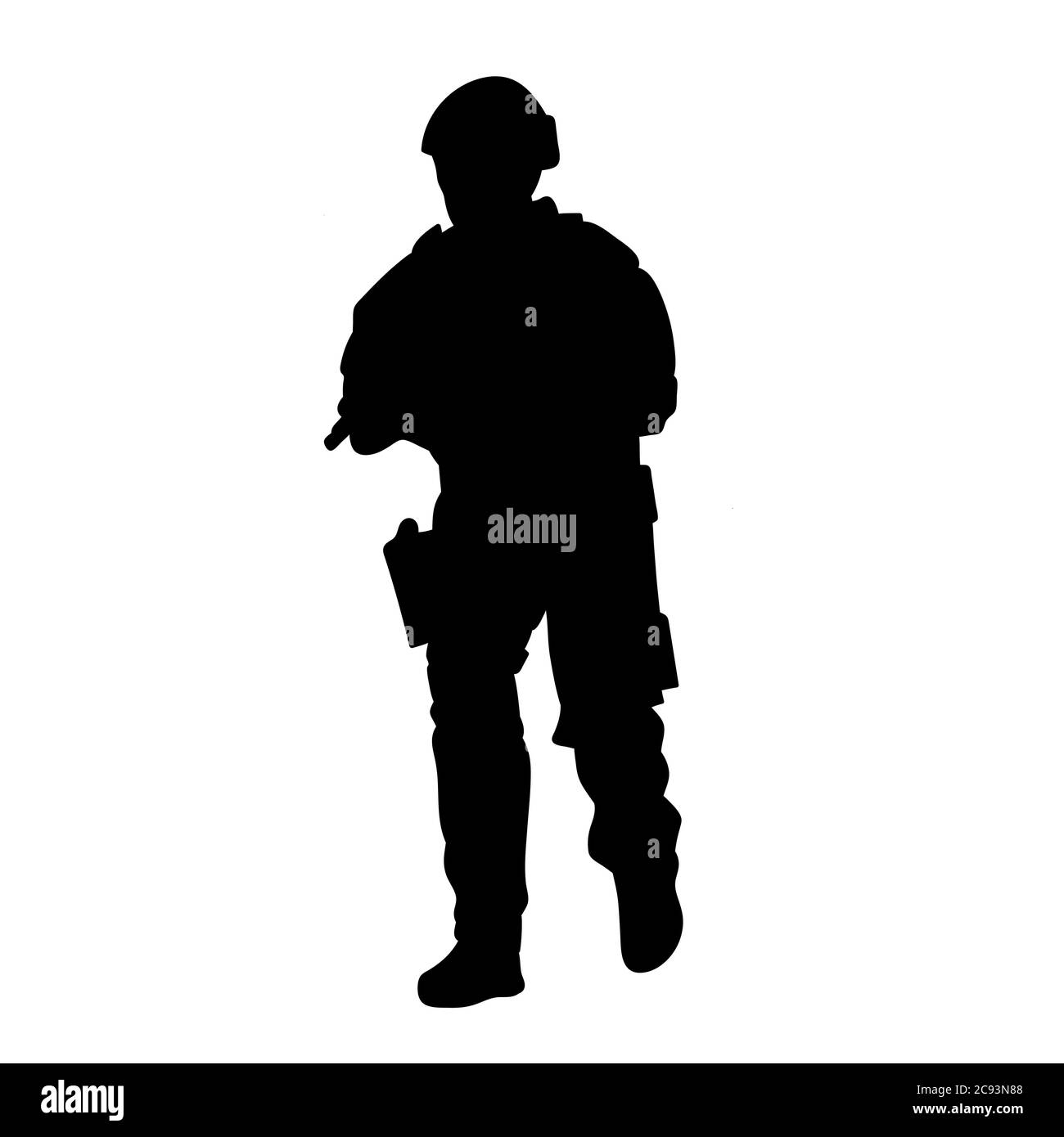 Soldier in uniform is walking, silhouette vector Stock Vector