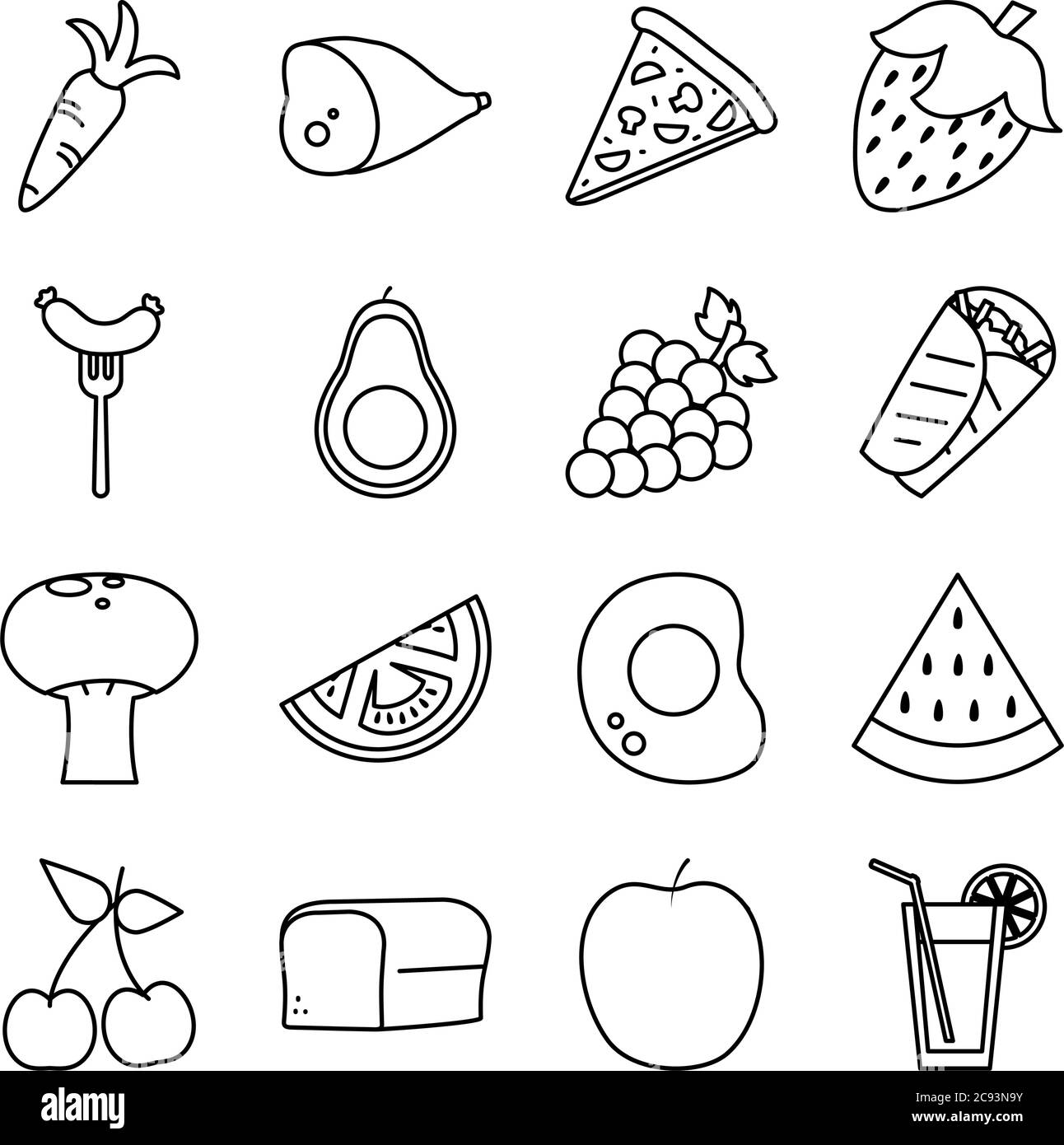 line style icon set design, food eat restaurant and menu theme Vector ...