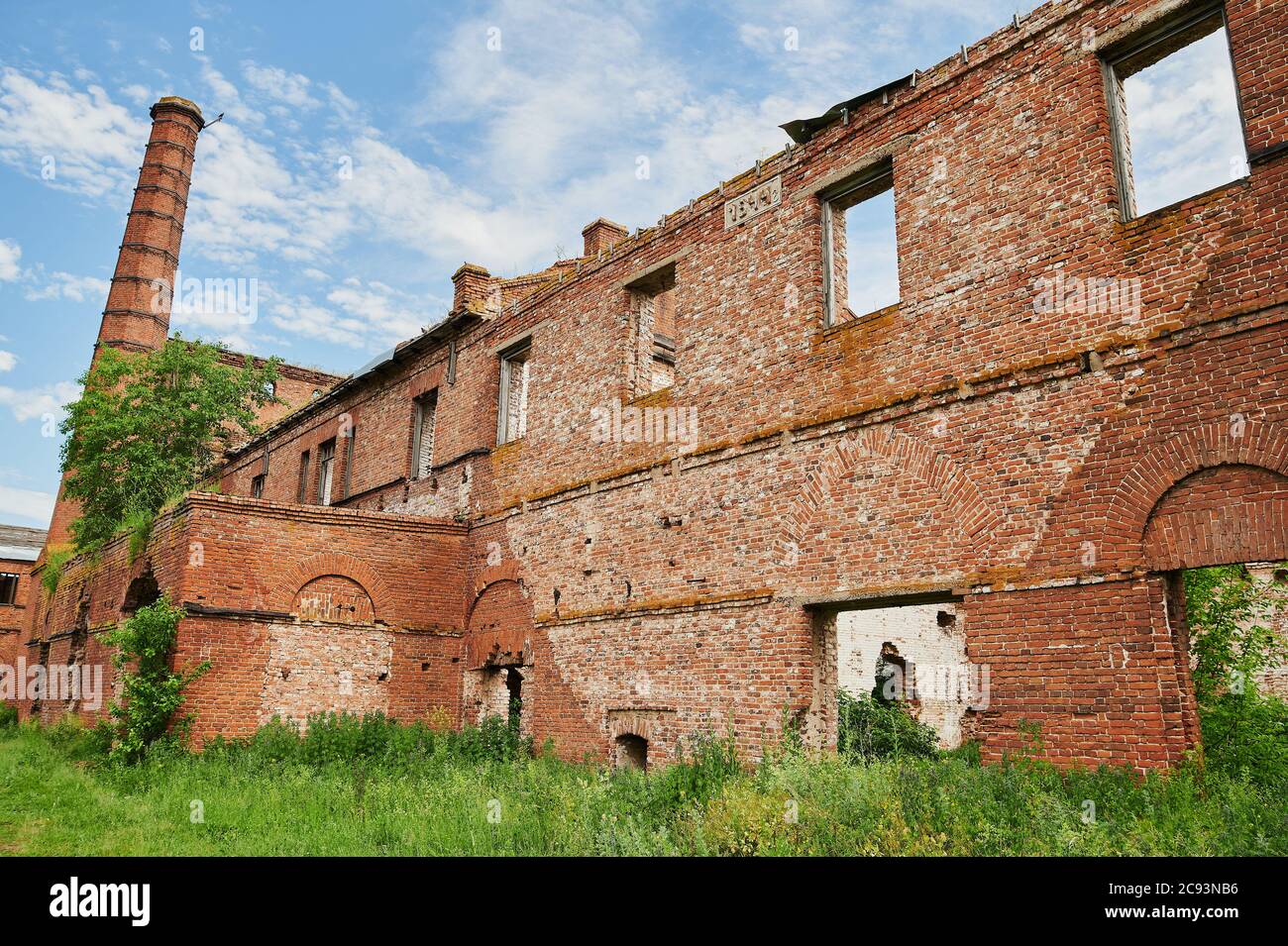 Landscape of ruined buildings at sunset, image of decrepitude or ...