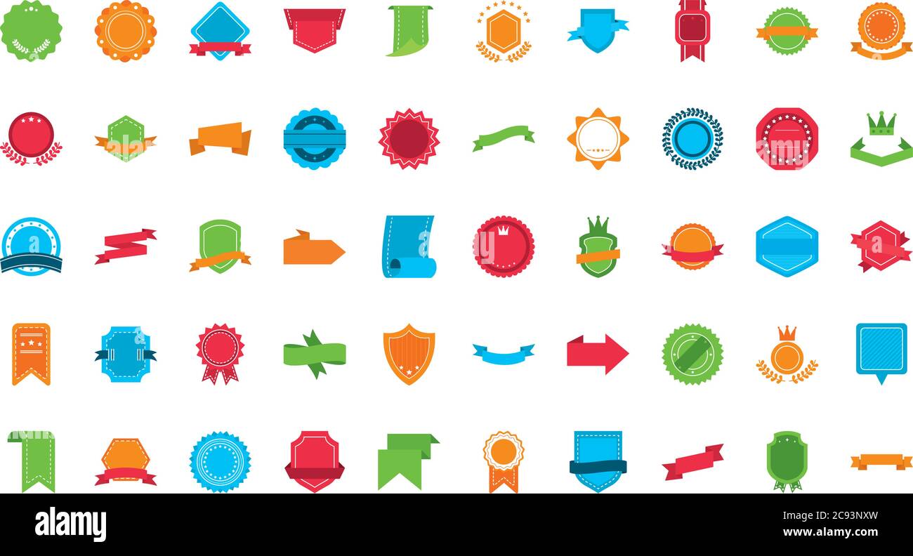 stickers icon set over white background, flat style, vector ...