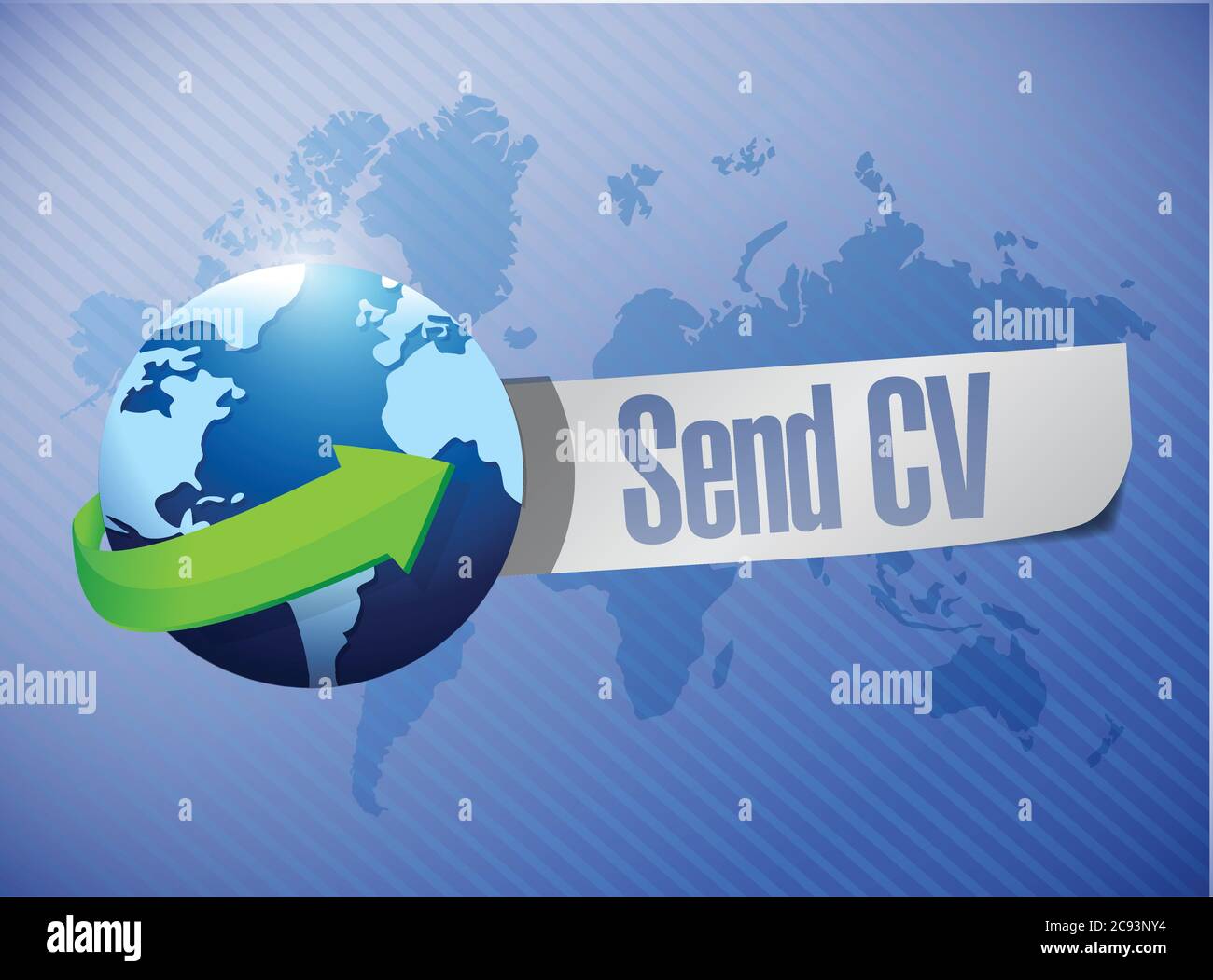 Send cv message world map illustration design over a blue background Stock Vector