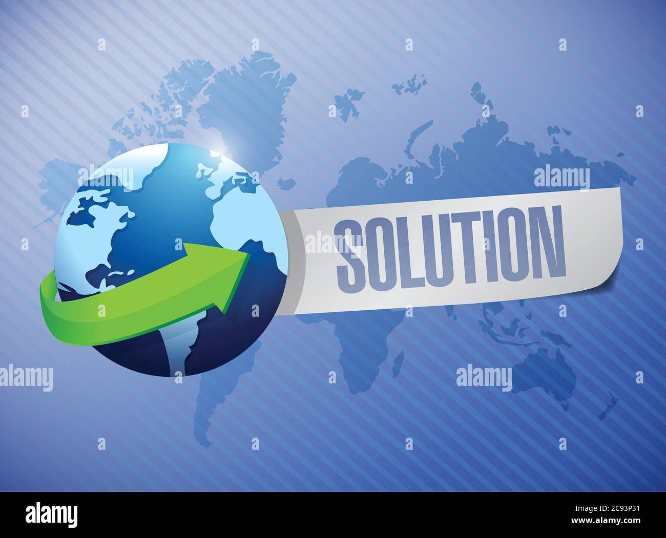 Globe solution sign illustration design over a world map background ...