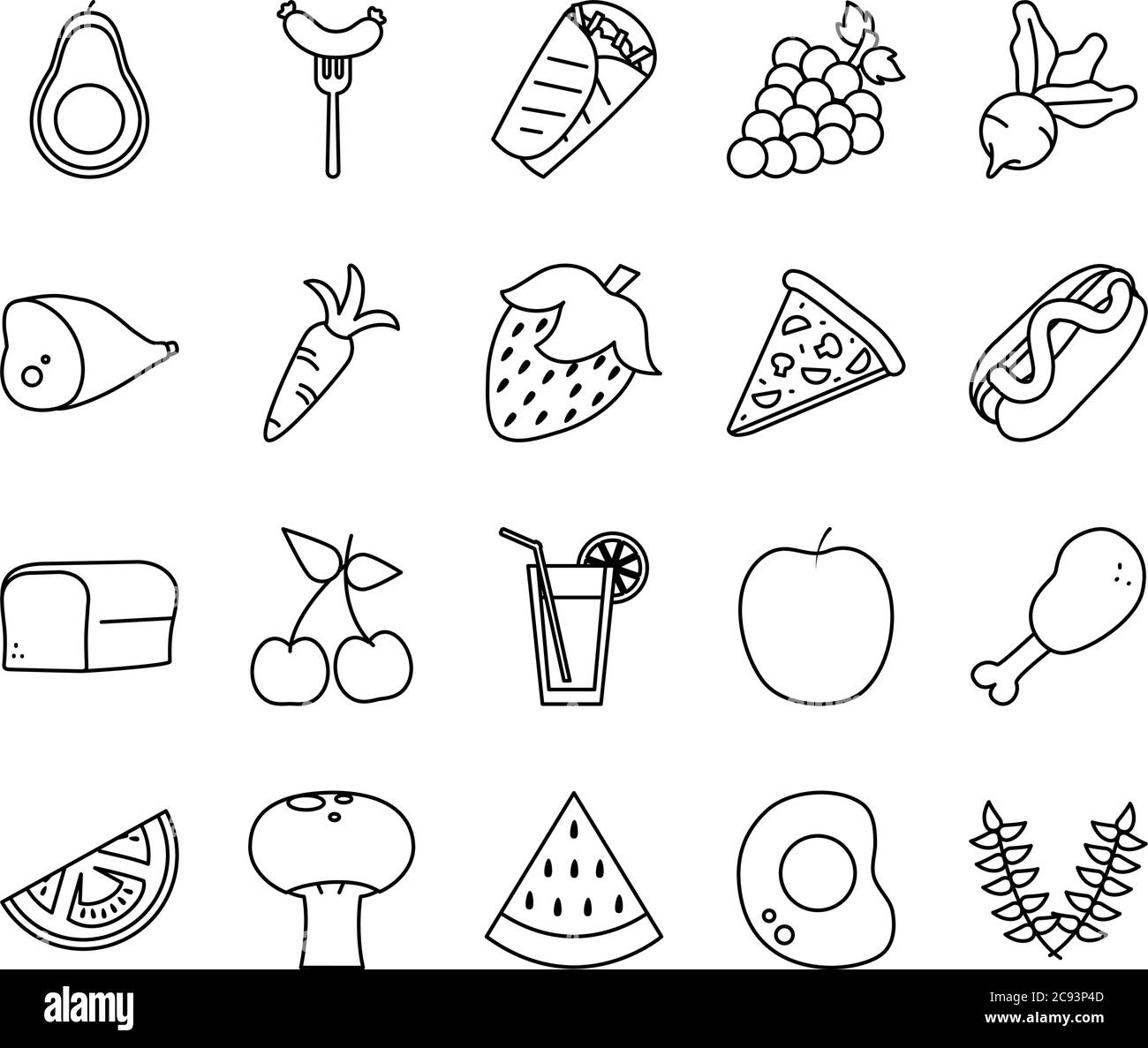 line style icon set design, food eat restaurant and menu theme Vector ...