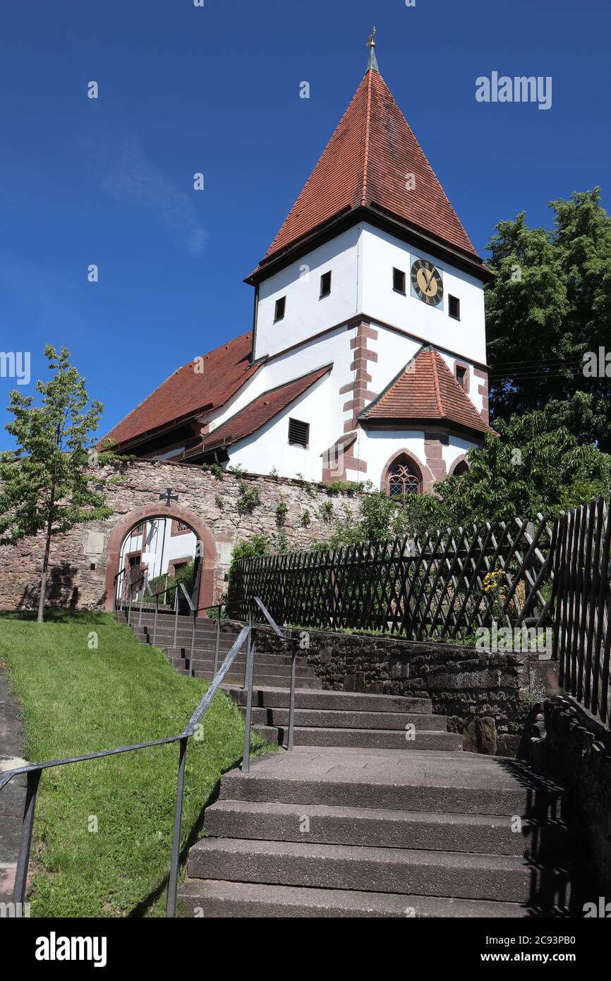 Hausen, Baden-Württemberg/ None - June 02 2019: church, called 'Sivester-Kirche' in village Hausen, close to Pforzheim, Germany Stock Photo