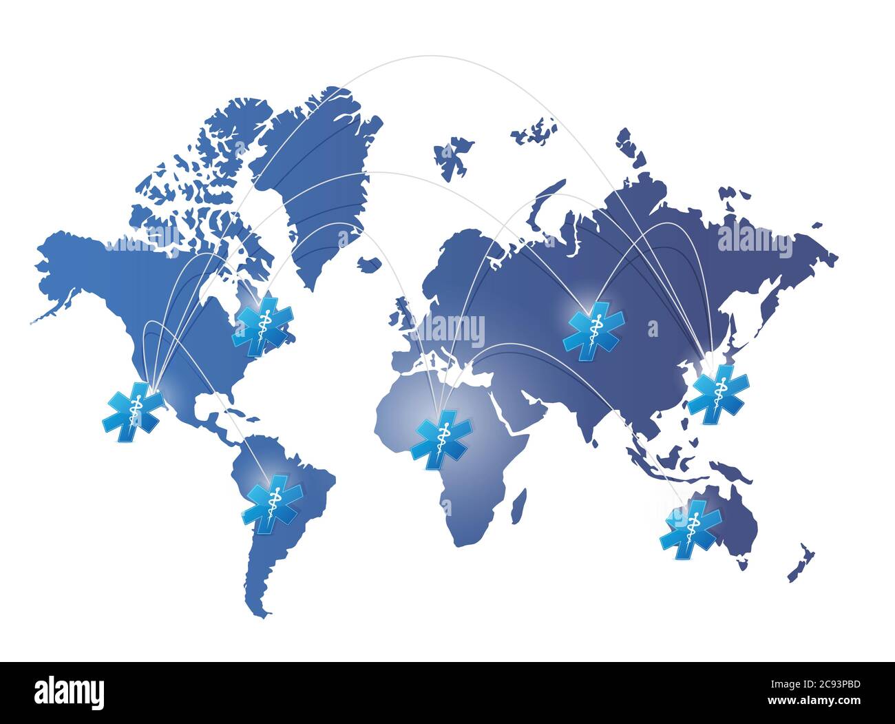 World map medical network illustration design over white Stock Vector