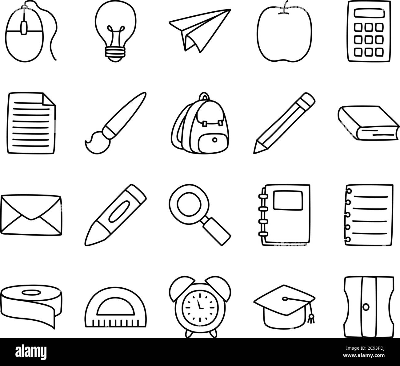 Premium Vector  A set of school items in a simple doodle style