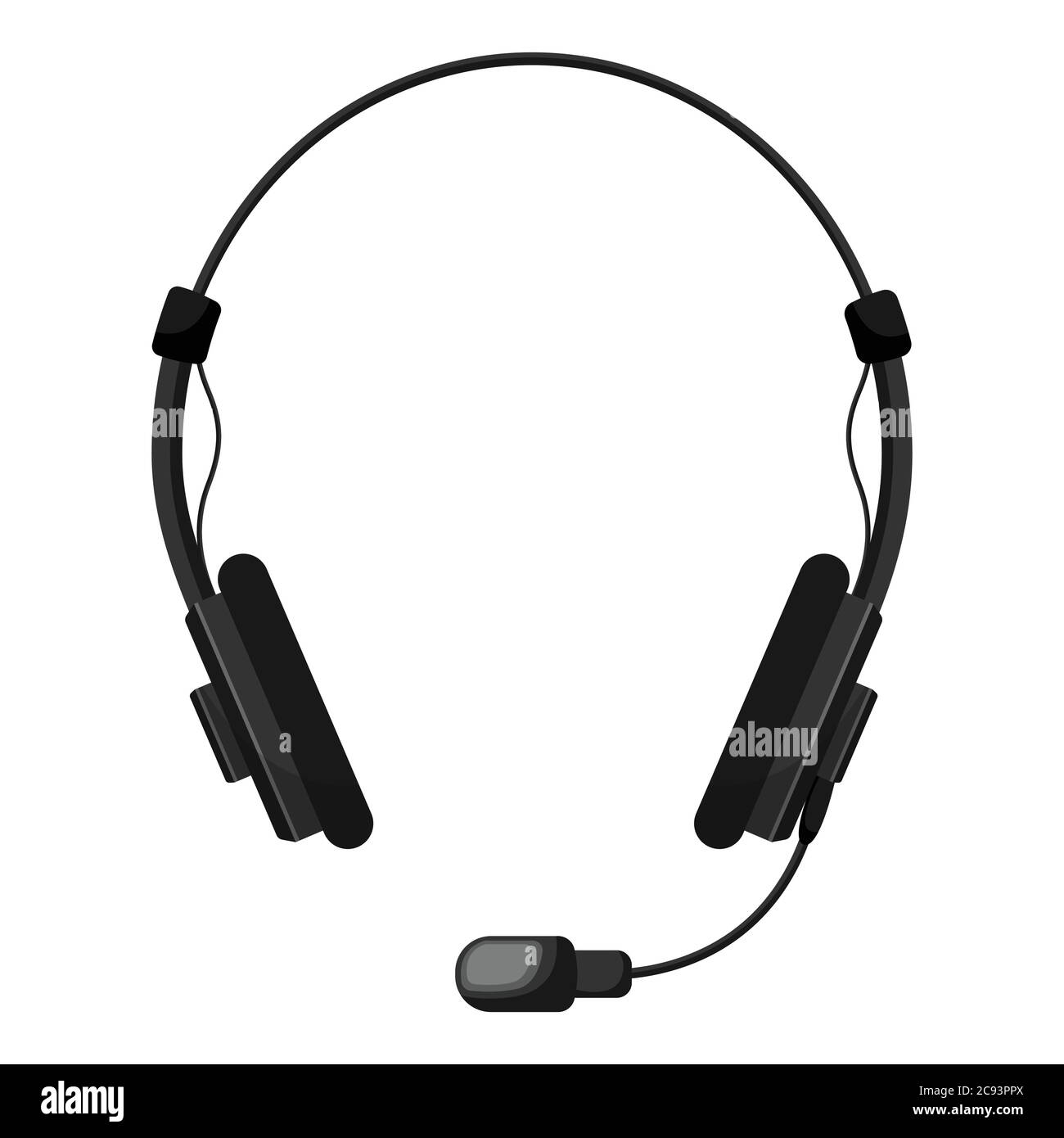 Cartoon Icon Of Black Headset Headphones With Microphone Vector Illustration Stock Vector Image Art Alamy