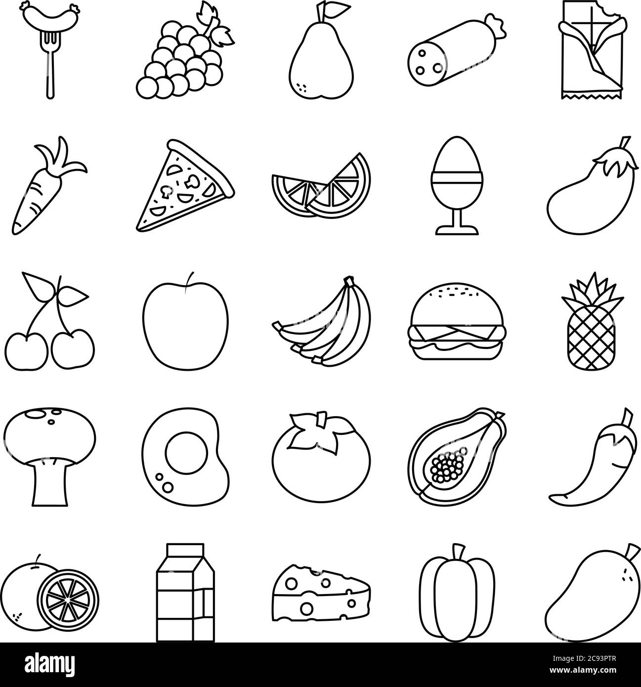 line style icon set design, food eat restaurant and menu theme Vector ...